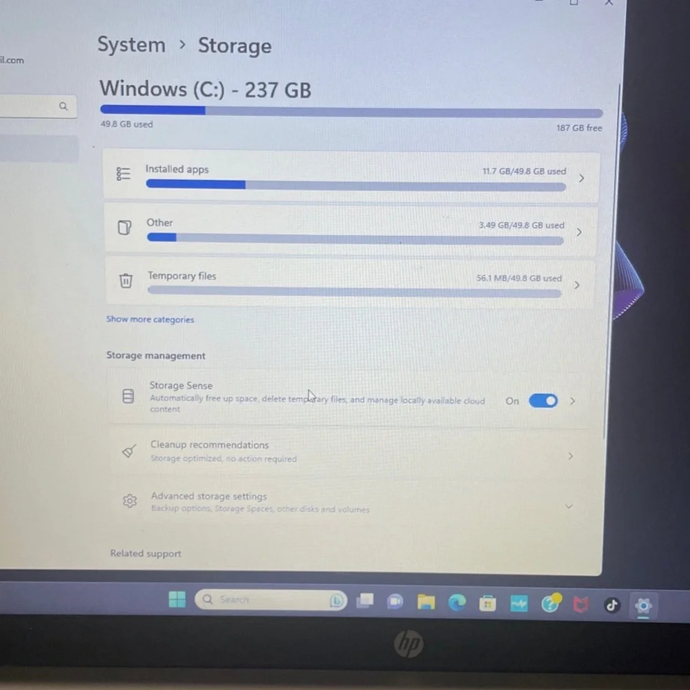 HP 15.6 Laptop, intel core i3-1115G4, 8GB Ram, 256 Gb SSD, Windows 11